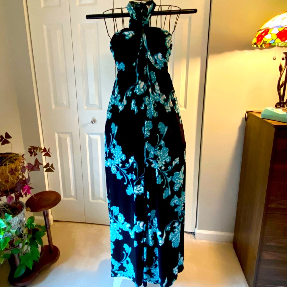 Womens Maxi Dress with Tie Neck